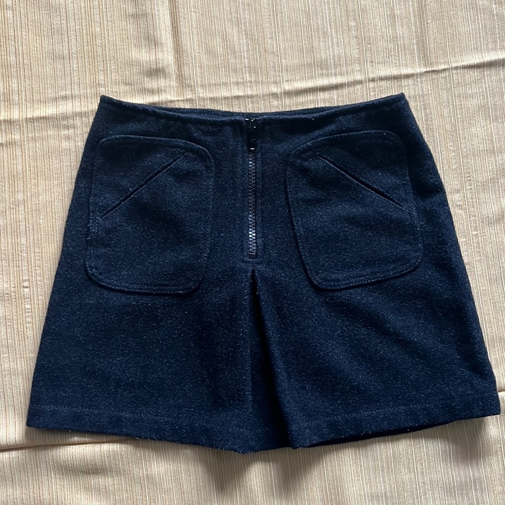Wool Blend Skirt in Black/Dark Gray